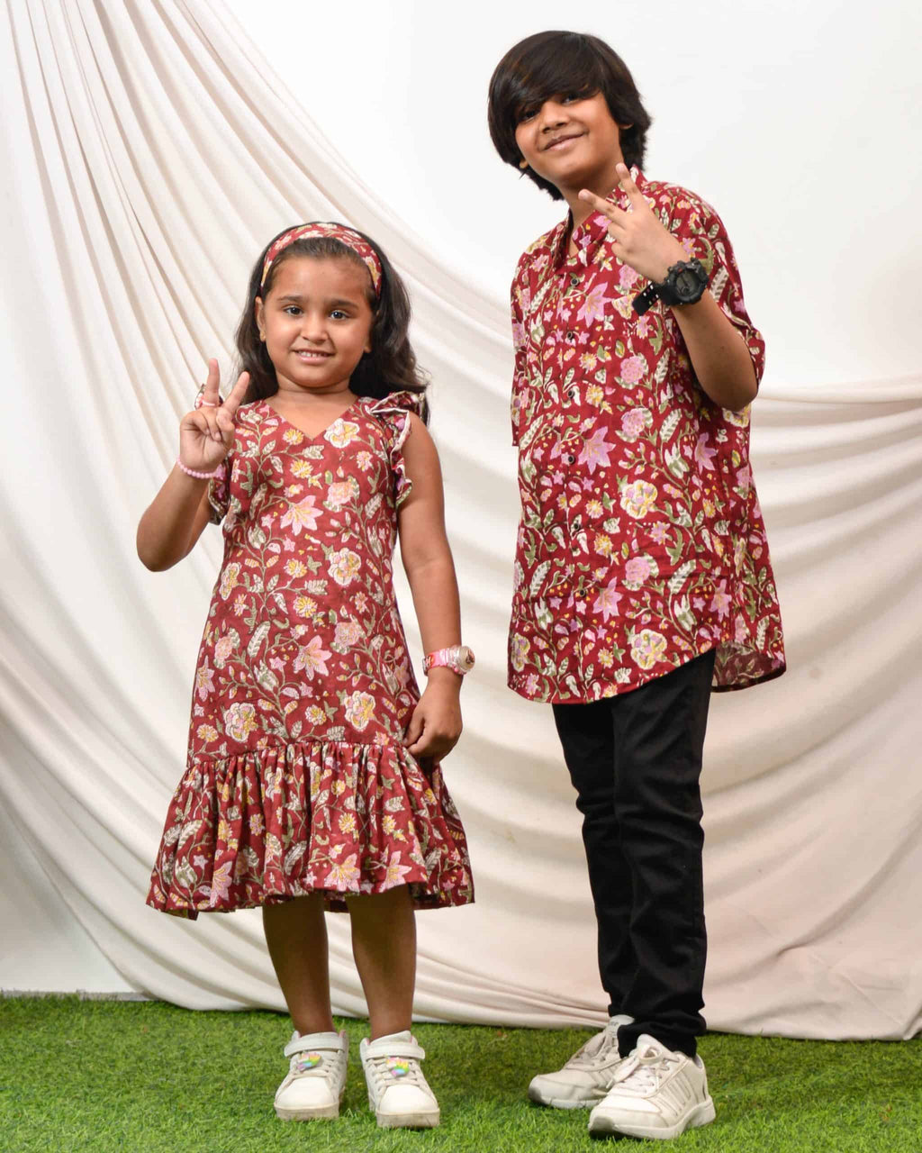 Maroon Lily Frill Family Set
