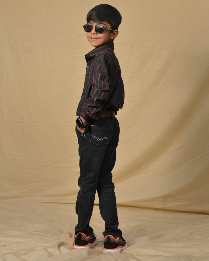 Black Diverting Threads Kids Shirt