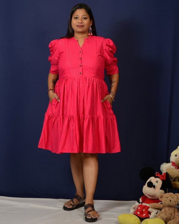 Starry Hot Pink Short Maternity Dress