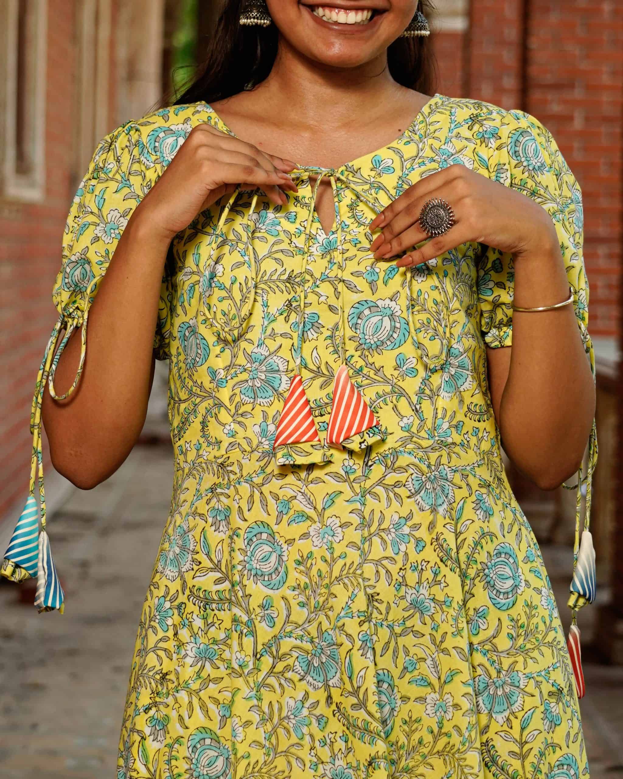 Tangy Lemon Frill Dress