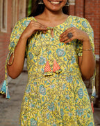 Tangy Lemon Frill Maternity Dress