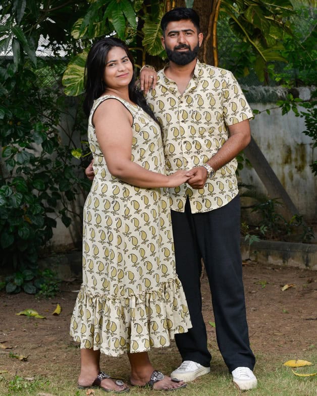 Green Mango Long Frill Couple Set