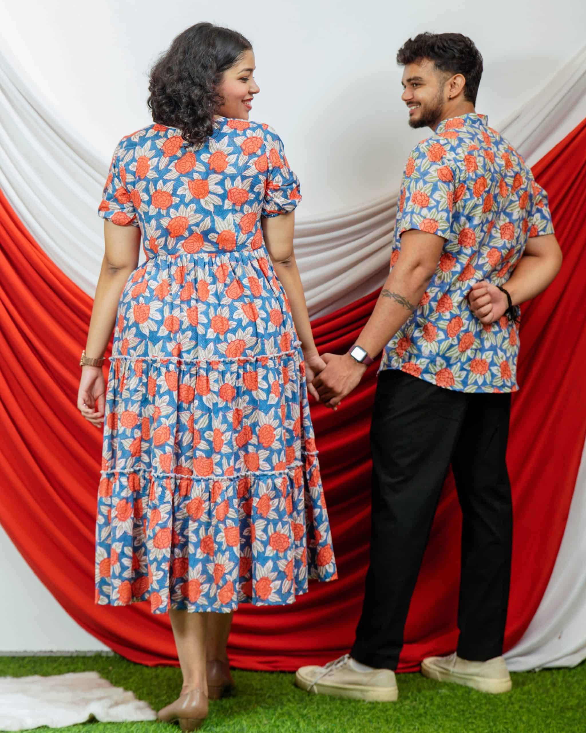 Blooming Vine Tiered Dress Couple Set