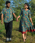 Turquoise Floral Frill Couple