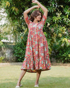 Leafing Red Floral Dress