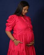 Starry Hot Pink Short Maternity Dress
