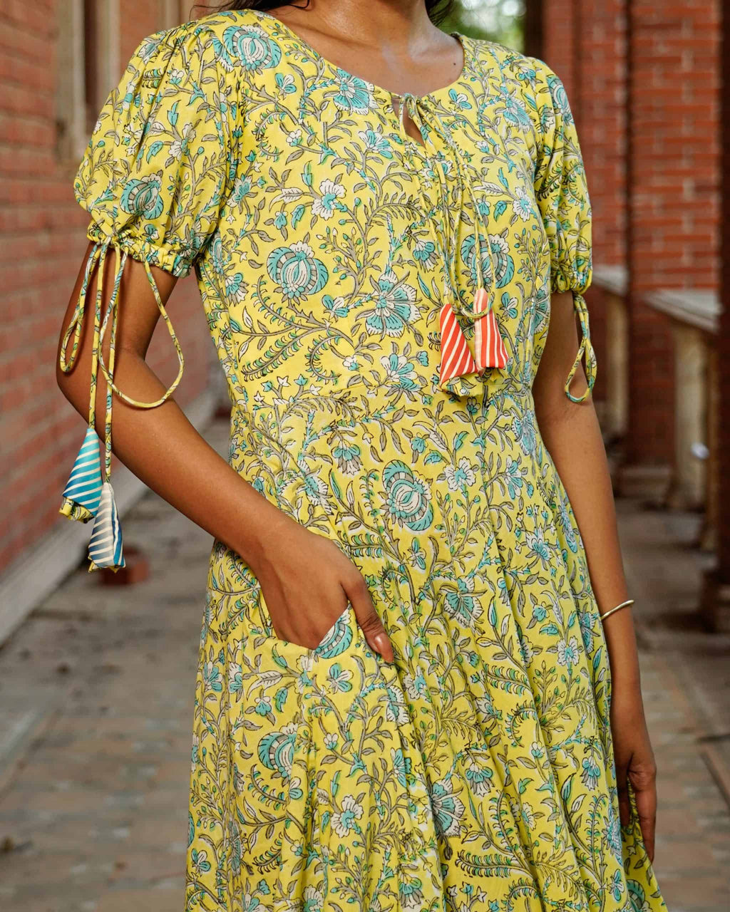 Tangy Lemon Frill Maternity Dress