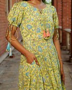 Tangy Lemon Frill Maternity Dress