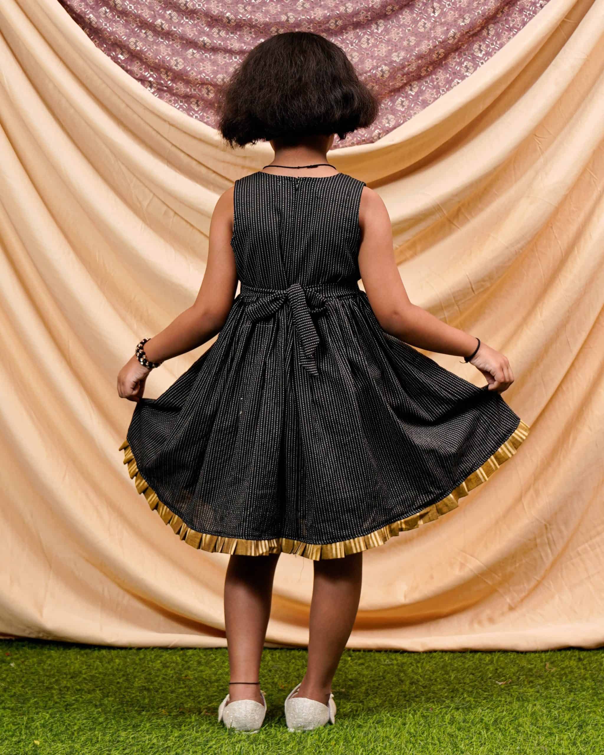 Black Kantha Kids Dress