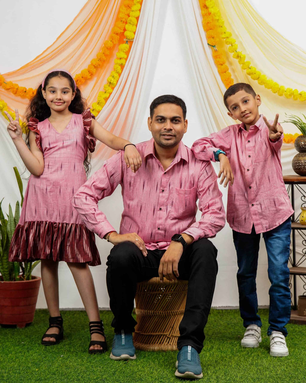 Pink Peacock Father Kid Twining