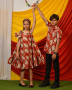 Red Lisa Midi Mother Kids Twinning