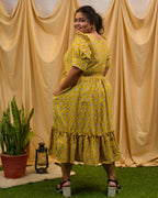 Leafing Yellow Plus Size Dress