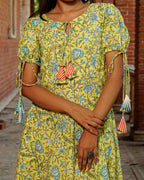 Tangy Lemon Frill Maternity Dress