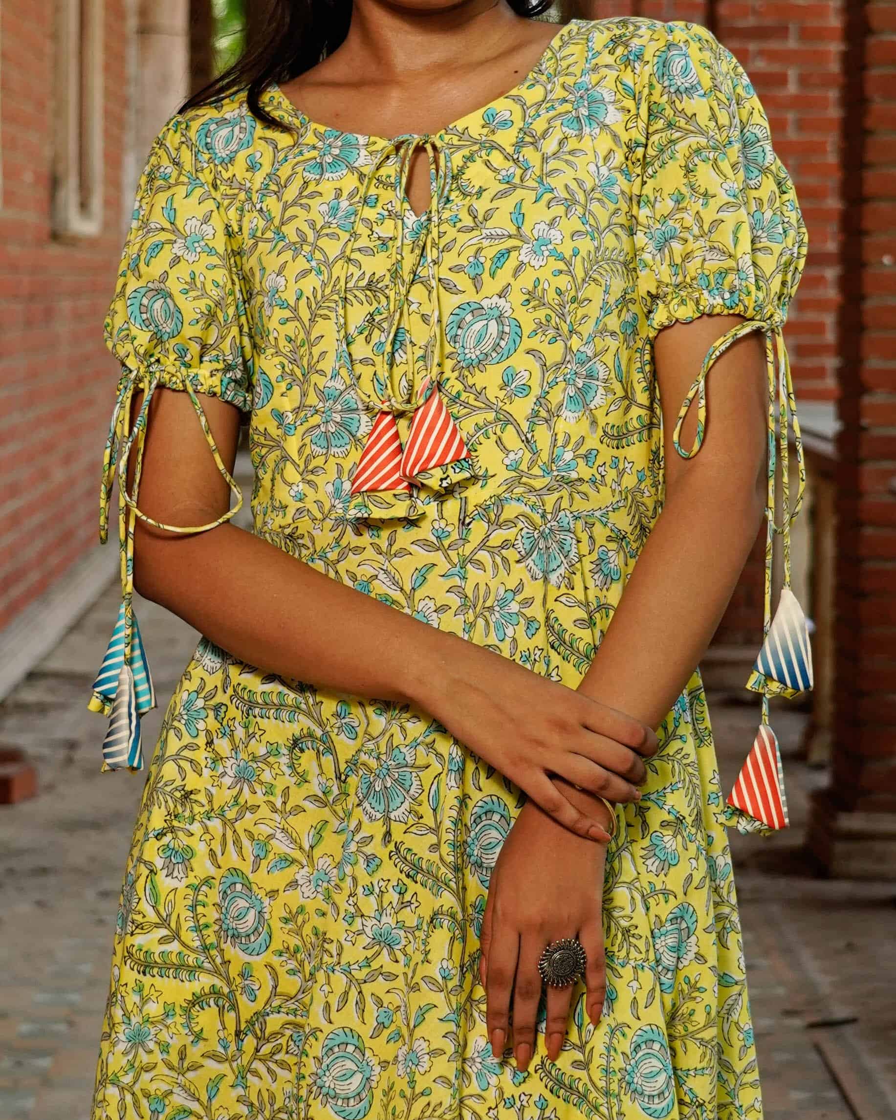 Tangy Lemon Frill Maternity Dress