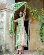 Swan White Anarkali Set