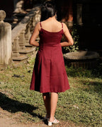 Maroon Checkered Dress with Shrug