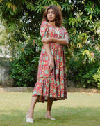 Leafing Red Floral Dress