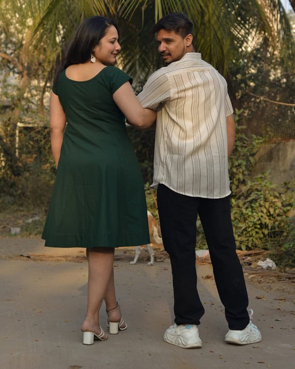 Green Mirror Dress with Shrug Family Set