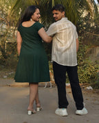 Green Mirror Dress with Shrug Family Set