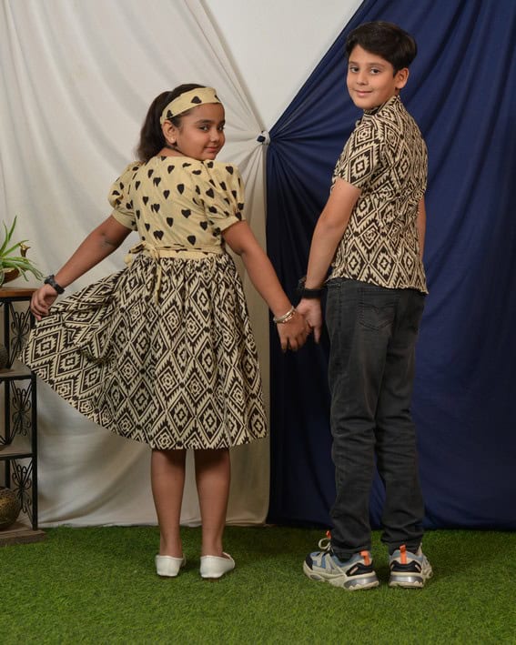 Black Aztec Halter Midi Mother Kids Twinning