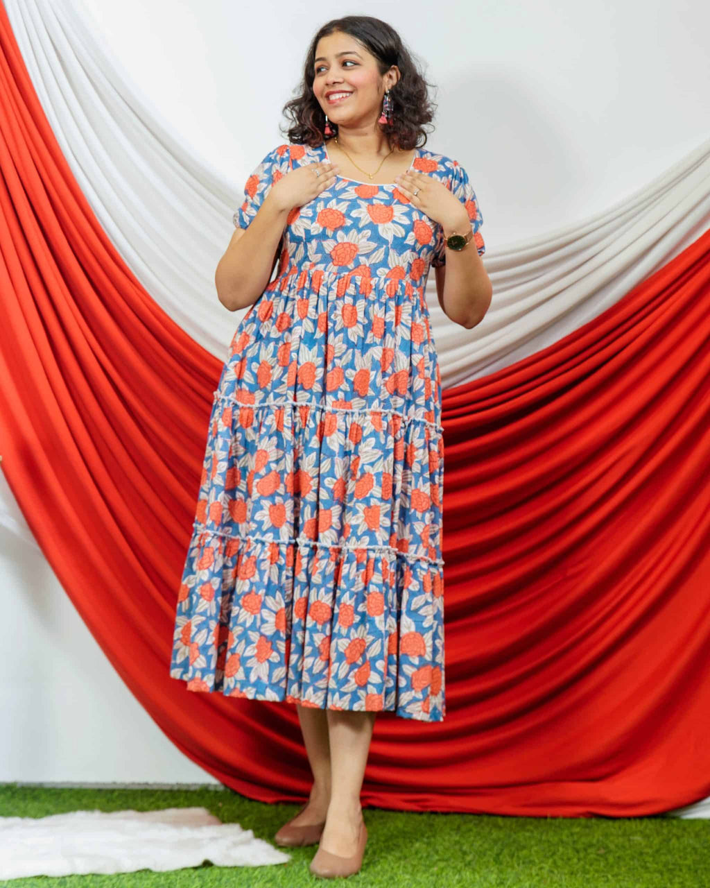 Blooming Vine Tiered Maternity Dress