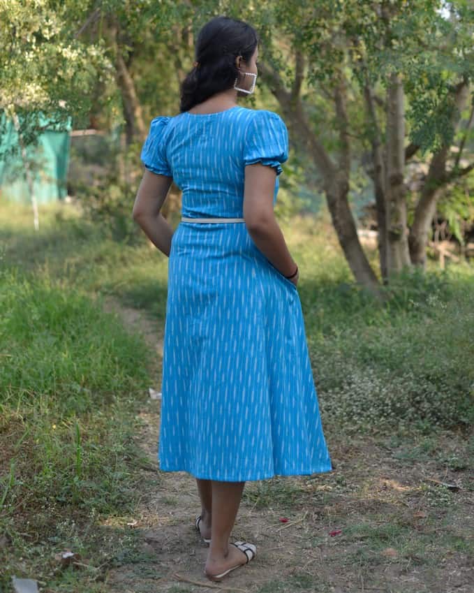 Blue Punch Nursing Dress with Belt