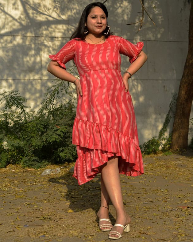 Flamingo Pink Senorita Ikat Nursing Dress