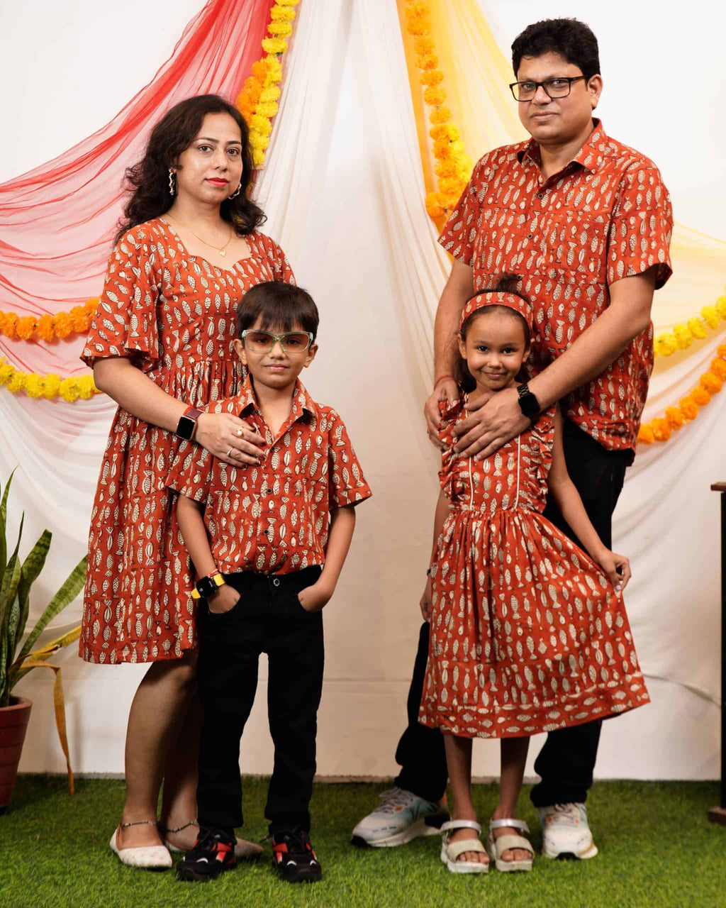 Fish Red Print Short Family Set