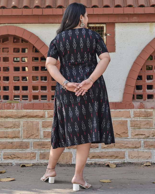Black Ikat Trench Dress