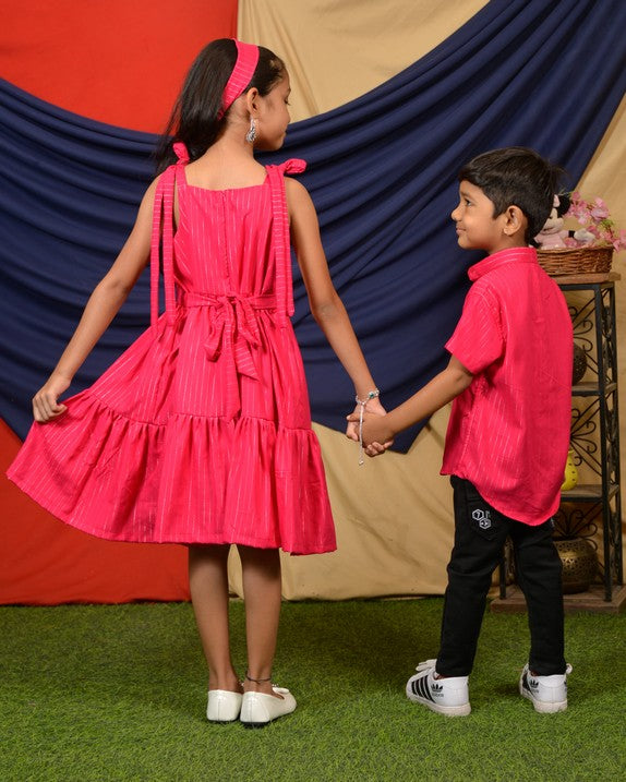 Starry Hot Pink Father Kid Twining