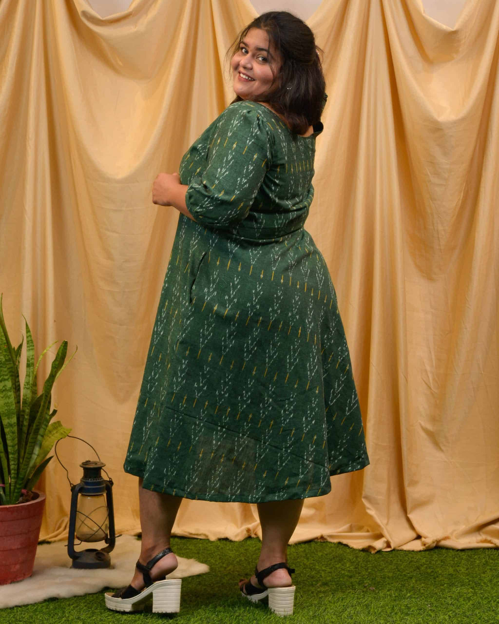 Fern Green Ikat Plus Size Dress