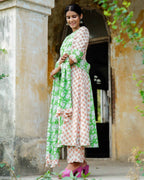 Swan White Anarkali Set
