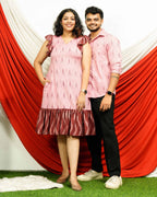 Pink Peacock Frill Couple Set