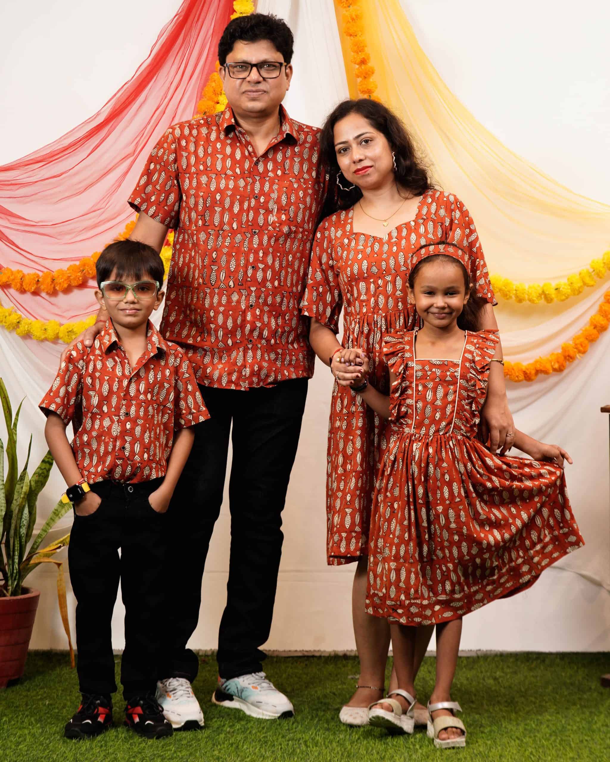 Fish Red Print Short Family Set