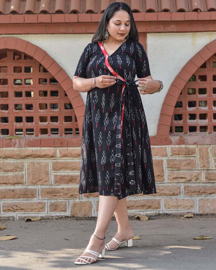 Black Ikat Trench Dress