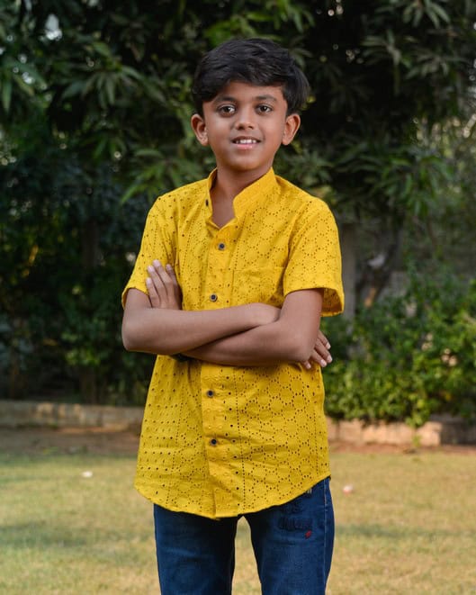 Sunbeam Yellow Cutwork Kids Shirt Secondary image