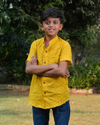 Sunbeam Yellow Cutwork Kids Shirt