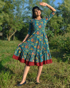 Turquoise Floral Frill Nursing Dress