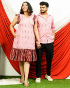 Pink Peacock Frill Couple Set