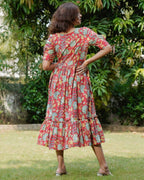 Leafing Red Floral Dress
