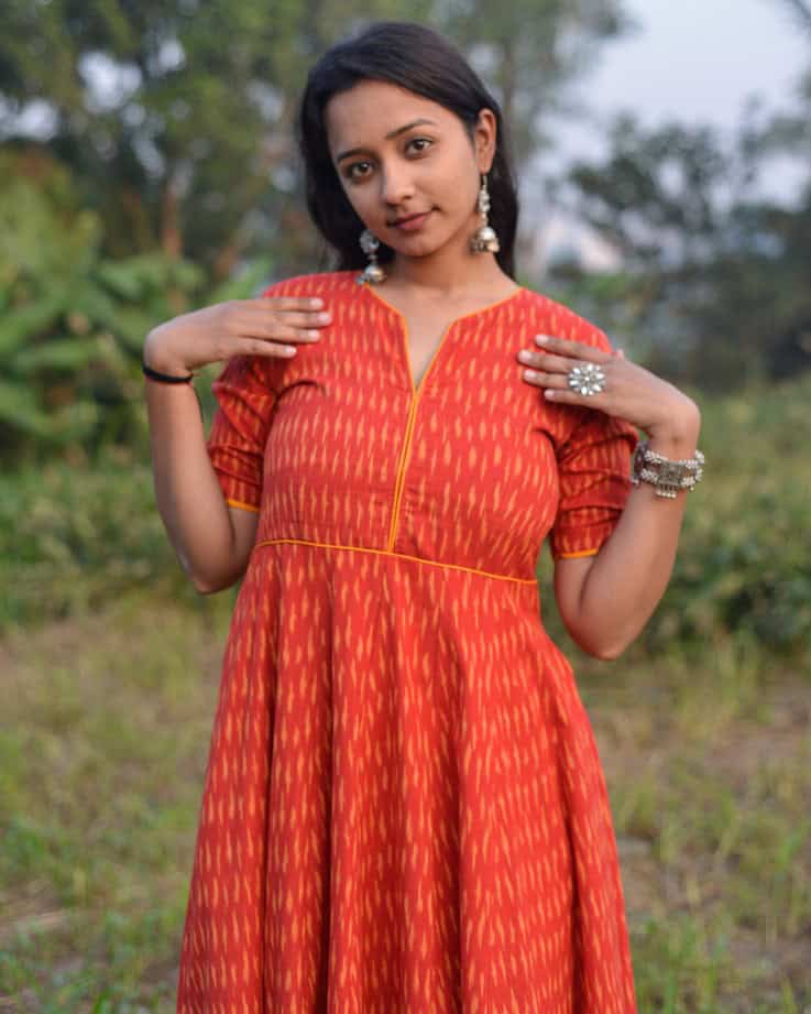 Canary Red Anarkali Family Set