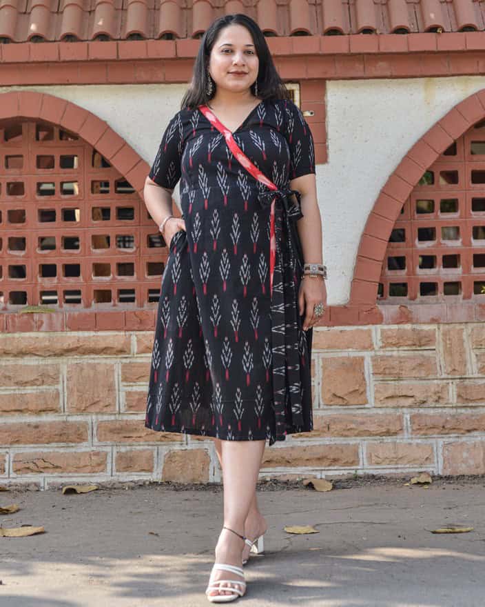 Black Ikat Trench Nursing Dress Main image