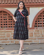 Black Ikat Trench Nursing Dress
