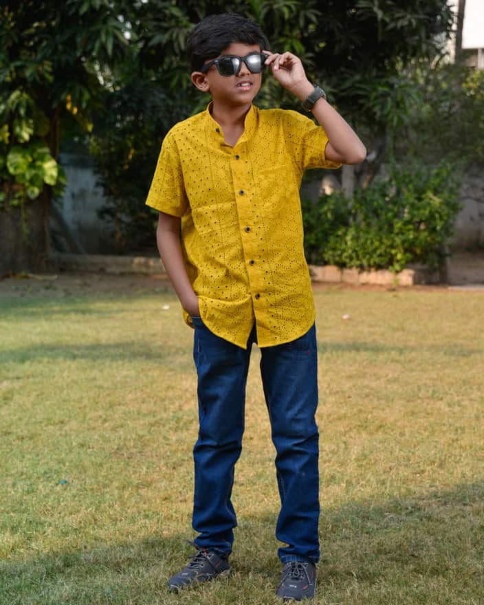 Sunbeam Yellow Cutwork Kids Shirt Main image