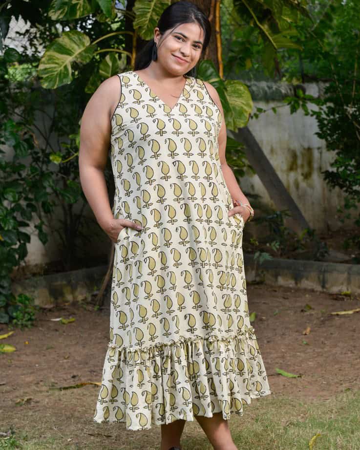 Green Mango Long Frill Dress