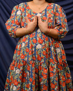 Crimson Blue Floral Short Maternity Dress