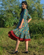 Turquoise Floral Frill Nursing Dress