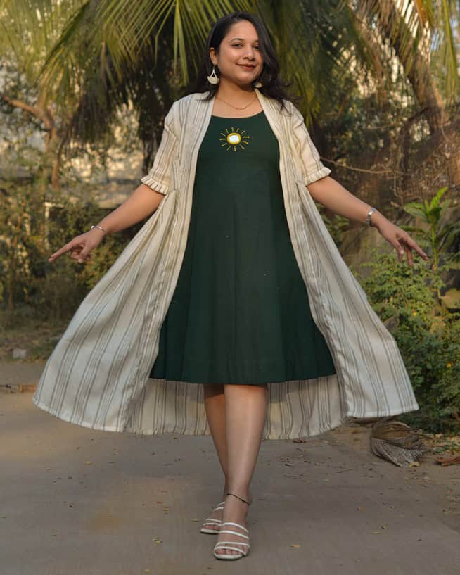 Green Mirror Dress with Shrug