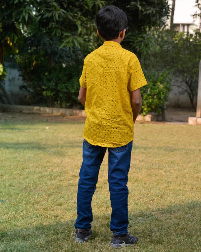 Sunbeam Yellow Cutwork Kids Shirt