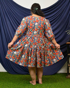 Crimson Blue Floral Short Maternity Dress